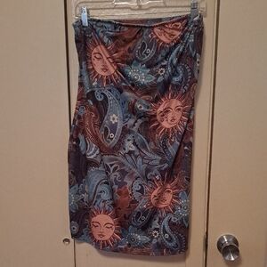 SHEIN Blue and Brown Sun Print Mini Dress